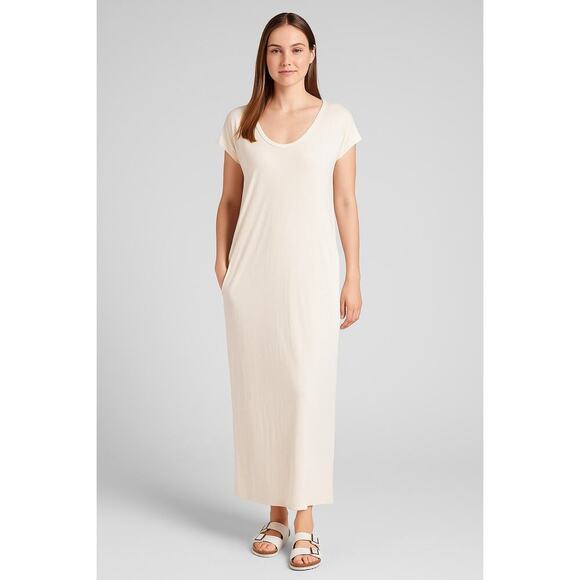 Athleta Martinique Maxi Dress | Asiago White | minimalist coastal drapey | Small - Picture 1 of 10
